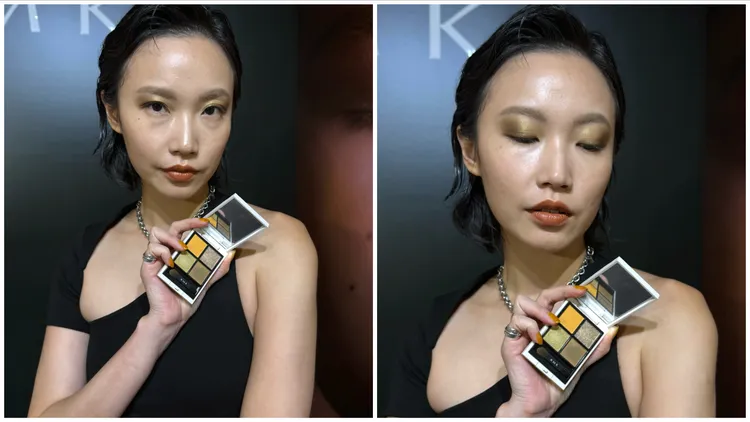 Model示範RMK立體調色眼盤#EX09。張家玲攝 