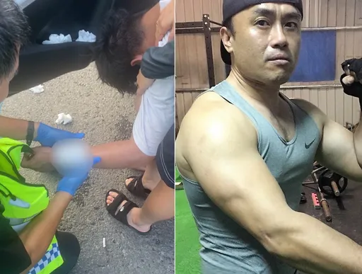 情伤男台中港割腕轻生 「肌肉猛男」警及时救回