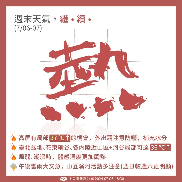 全台持續高溫炎熱之天氣型態。中央氣象署