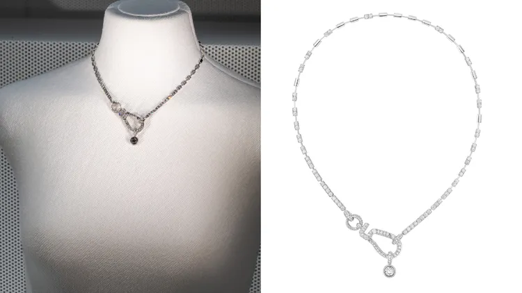 SPORTY 5 項鍊，白金及鑽石，一顆重約 0.70 克拉 F+ VVS+ 明亮式切割鑽石，623萬5000元。品牌提供