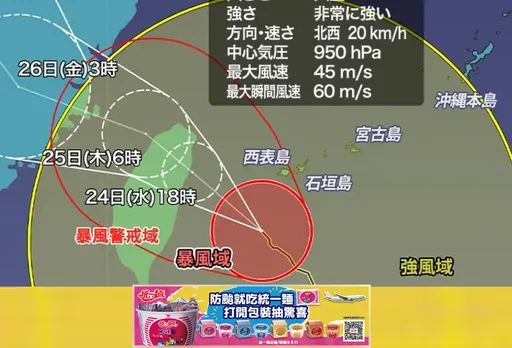 直撲穿心、壟罩全台灣 日本氣象廳:凱米升級「強烈颱風」