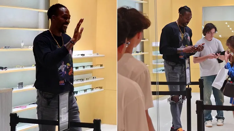 霍華德親切與其他逛百貨民眾打招呼。讀者提供