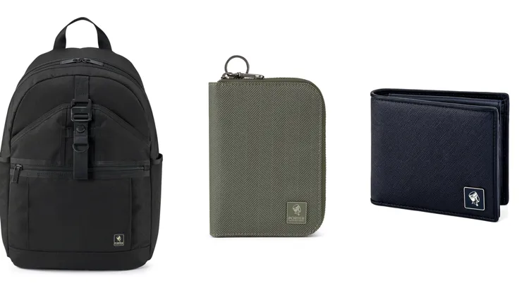 ULTRA後背包（左起）5150元、MELODY護照夾2650元、BEND真皮雙折零錢短夾5000元。品牌提供