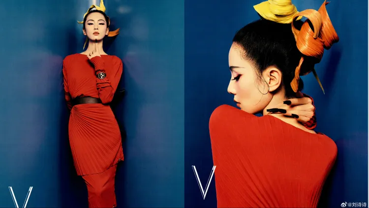 劉詩詩穿著KENZO 2024秋冬系列。翻攝劉詩詩微博