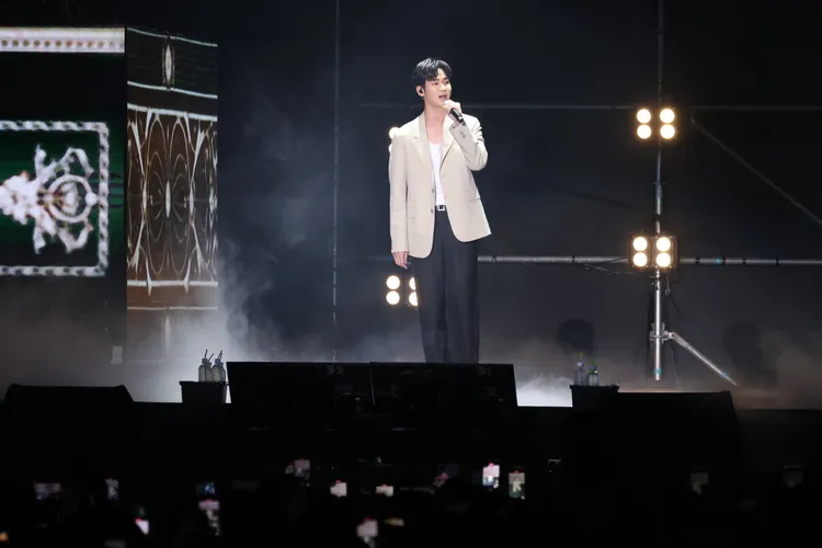 金秀賢笑說要暫時戒掉唱歌。彭欣偉攝