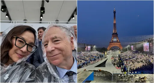 現場直擊巴黎奧運開幕　楊紫瓊偕夫穿雨衣出席：宛如一場遊行