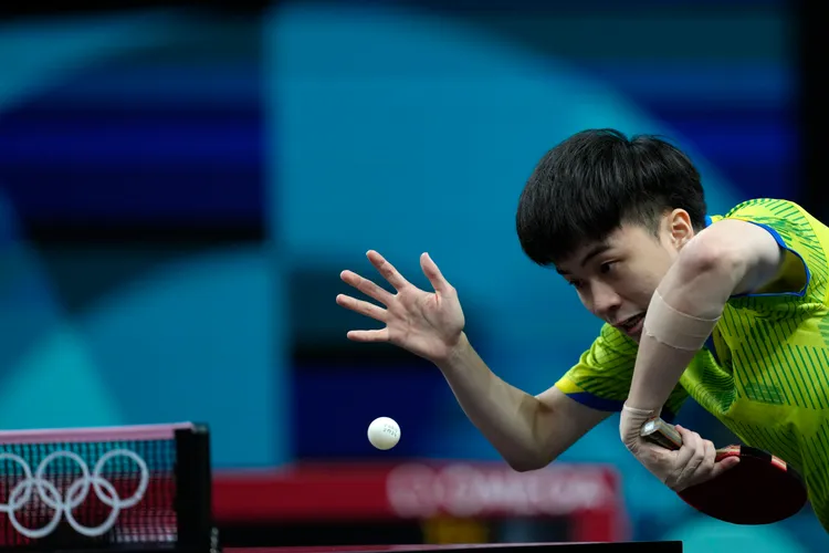 林昀儒男單拿下2連勝。 美聯社