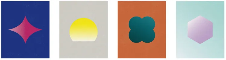 御盟集團S･S･A･W識別概念。由左至右依序為春夏秋冬，分別以星芒、太陽、果實、雪花為做為圖騰象徵。業者提供