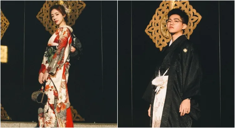 陳天仁和皇毅今年1月曾PO出同款背景和服照。翻攝陳天仁、皇毅IG