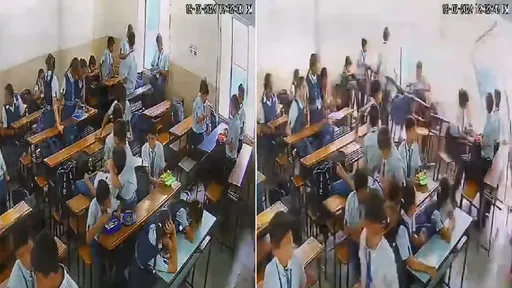 驚悚影片|整面牆崩塌「教室消失1/3」 學生連同桌椅一起墜樓