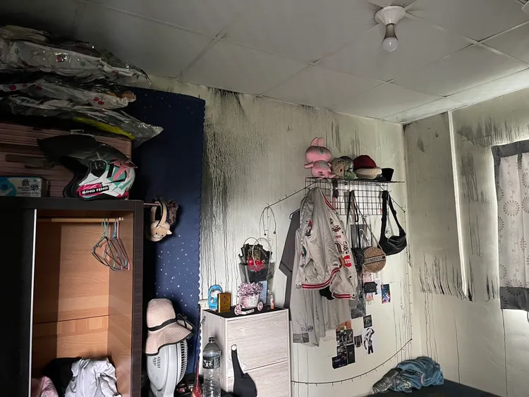 北斗透天厝火警釀3死，出租房間損害狀況 。民眾提供