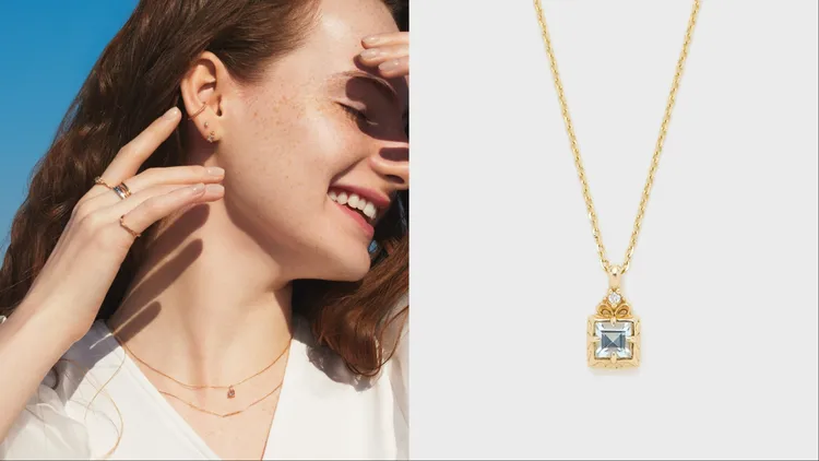 NOJESS10K海水藍寶石和鑽石項鍊，9200元。品牌提供