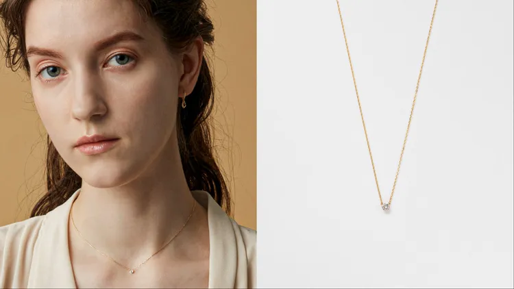 agete18Ksecret10分鑽石項鍊，2萬7300元。品牌提供