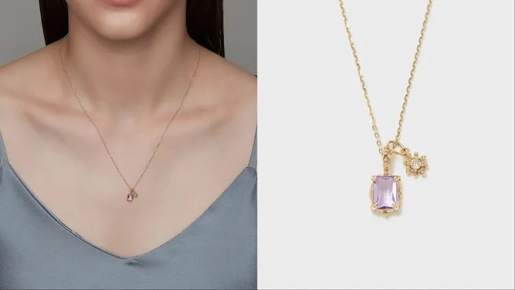 NOJESS10K紫水晶和鑽石項鍊，1萬1300元。品牌提供