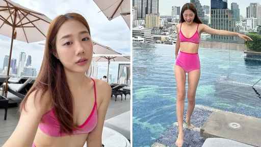網紅「韓勾ㄟ金針菇」泰國泳池脫了! 乳溝小而美認了身材輸閨蜜