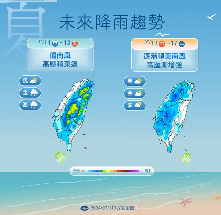 未來一週雨勢。氣象署提供