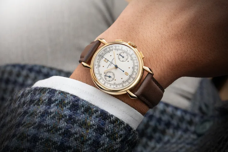 1948年的18K黃金計時腕錶(Ref.12124)。品牌提供