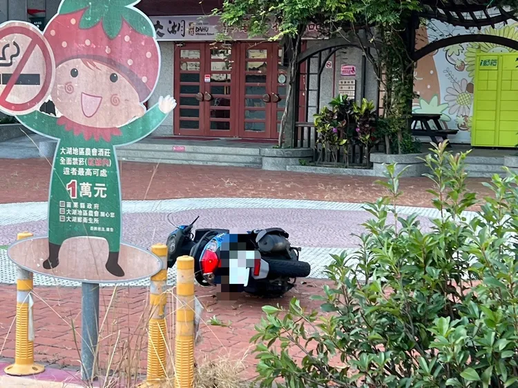 賴男撞上流浪狗後連人帶車摔倒，送醫不治。民眾提供