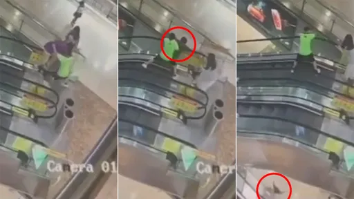 驚悚影片|男童瞎攀商場電扶梯拉不回 同伴目睹他墜樓重擊地板