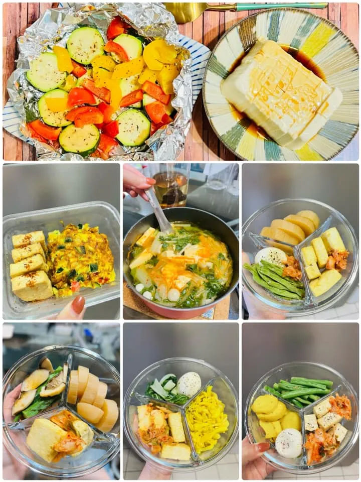 蕭彤雯減脂餐菜色，以蔬菜豆腐做變化。翻攝蕭彤雯臉書