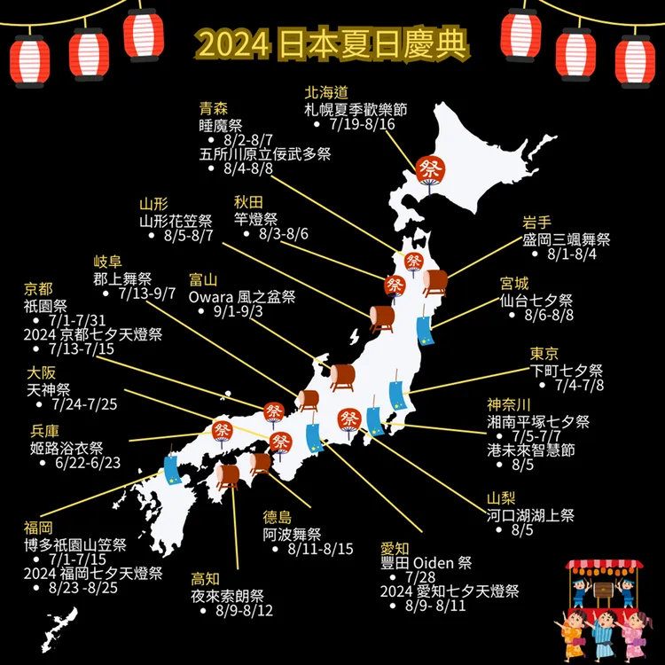 樂天旅遊提供《2024日本夏日慶典地圖》。業者提供