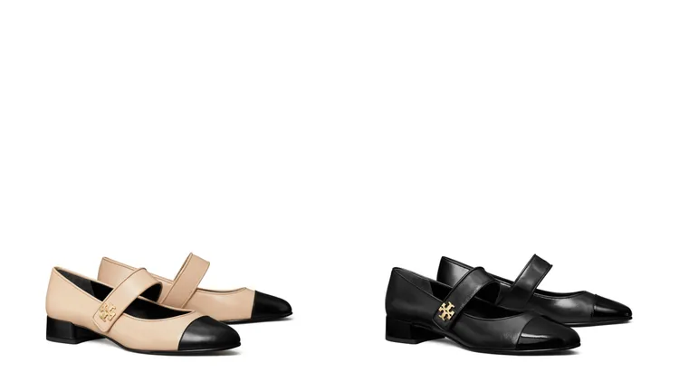 TORY BURCH瑪莉珍拼色芭蕾高跟鞋，各1萬3900元。品牌提供