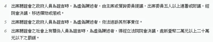 職權行使法第59條之5第4項、第5項及第6項。圖片截自全國法規資料庫。