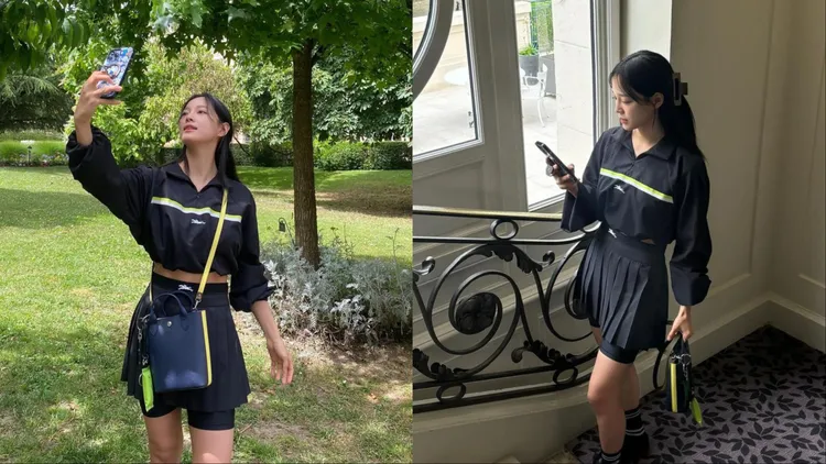 照片中的金世正辣露蠻腰的同時也大曬腰間美包。翻攝金世正IG