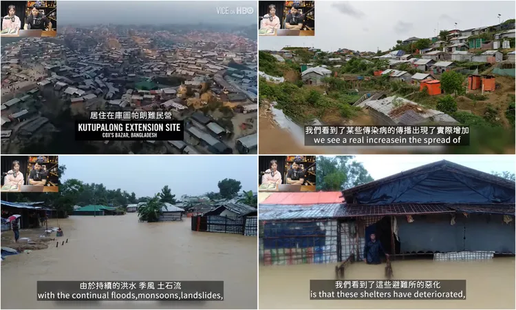 全球最大羅興亞難民營科克斯巴扎爾（Cox's Bazar），每年4~5月歷經熱浪、暴雨、洪水肆虐，影響數萬人生存。翻攝《敏迪選讀》的YouTube頻道