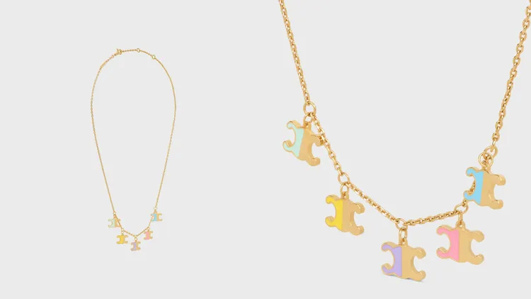 CELINE TEEN金色飾面琺瑯吊飾項鍊，2萬3000元。品牌提供