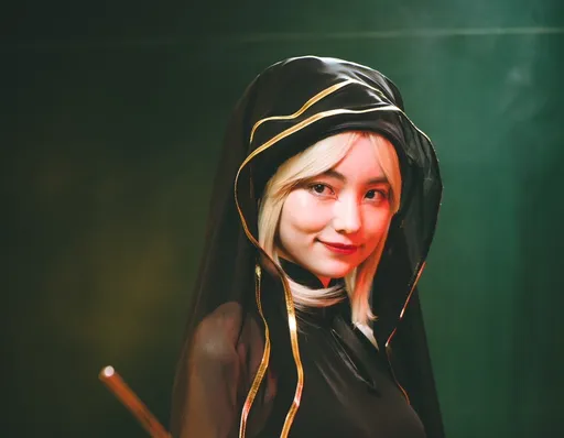 黑嘉嘉Cosplay金髮黑紗魔法師 嬌嗔學生「上課專心別一直幻想」