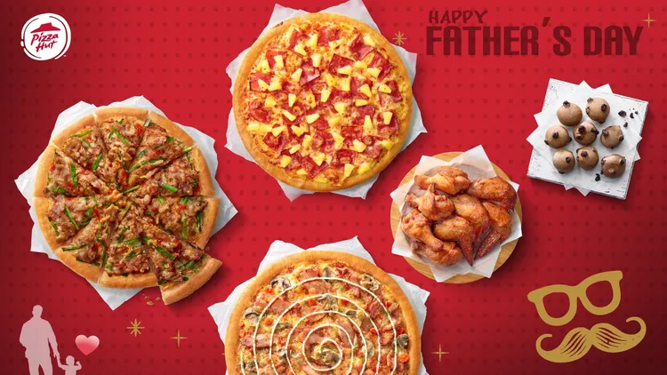 「父親節澎派餐」可享有三個大披薩等餐點。必勝客提供
