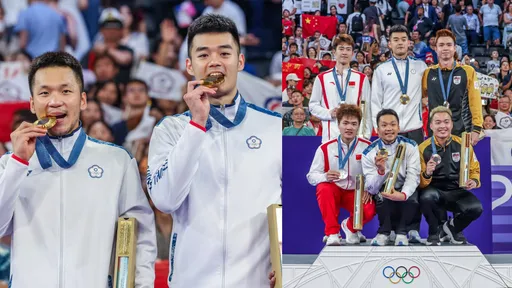 奪金大合照!李洋「突喊1句」大馬選手笑翻 球迷卻紅了眼眶