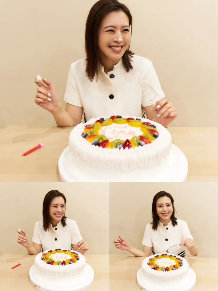 劉品言鼻頭上被點上奶油。鴻言娛樂提供