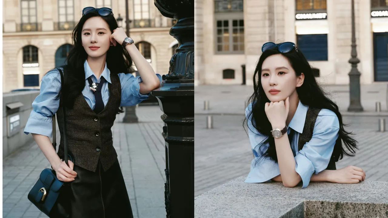 劉詩詩搭配DELVAUX在巴黎街頭曬出高顏值。翻攝詩詩的小板報微博