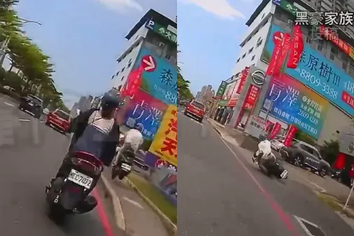 淡水男騎士「人行道超車」帥氣彈跳 下一秒摔車仆街糗翻了