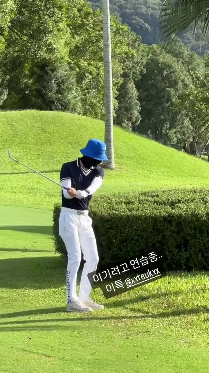 利特為了打敗神童，抓緊時間練習揮桿。翻攝神童IG