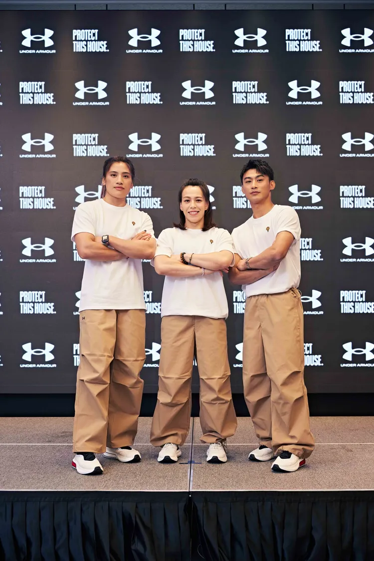 陳念琴（左起）、郭婞淳、楊勇緯出席UNDER ARMOUR記者會。品牌提供