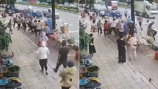 這就是中國!整群強盜光明正大洗劫商家? 阿婆拄拐杖也去搶