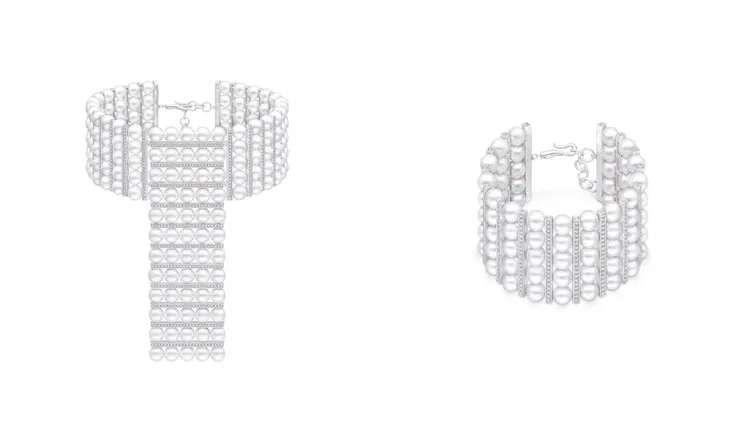 TASAKI balance palace頸鍊（左）1250萬元、手鍊（右）500萬元。品牌提供
