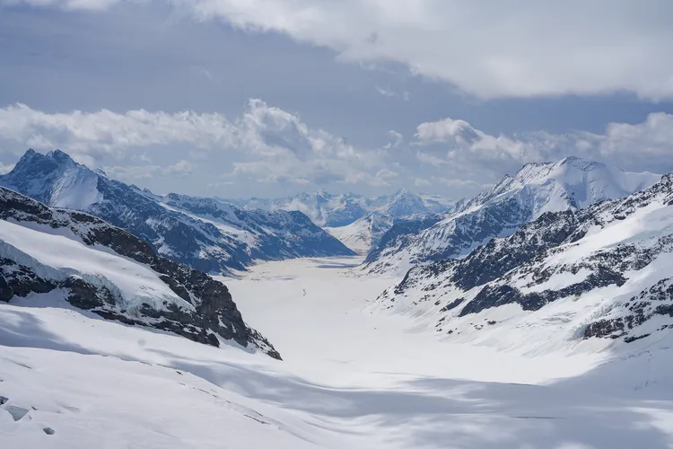 斯芬克斯(Sphinx)觀景台俯瞰「阿萊奇冰河(Aletsch Glacier)」。田欣雲攝影