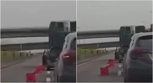 駕駛用「這招」讓一排三角錐全倒!網見影片全怒了:隨機殺人