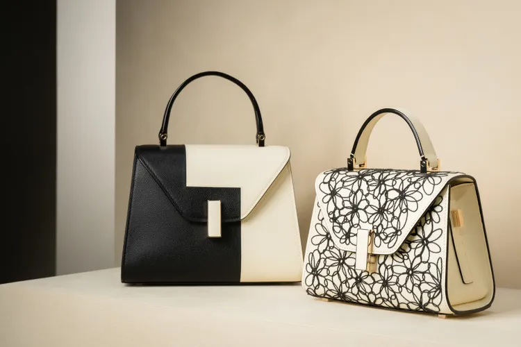 全新Iside Intarsia包款（左）、Daisy包款（右），運用對比配色設計以及特殊刺繡工法。品牌提供