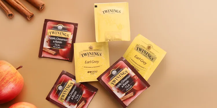 品茗版搭配唐寧經典皇家伯爵茶與異國香蘋茶包。業者提供