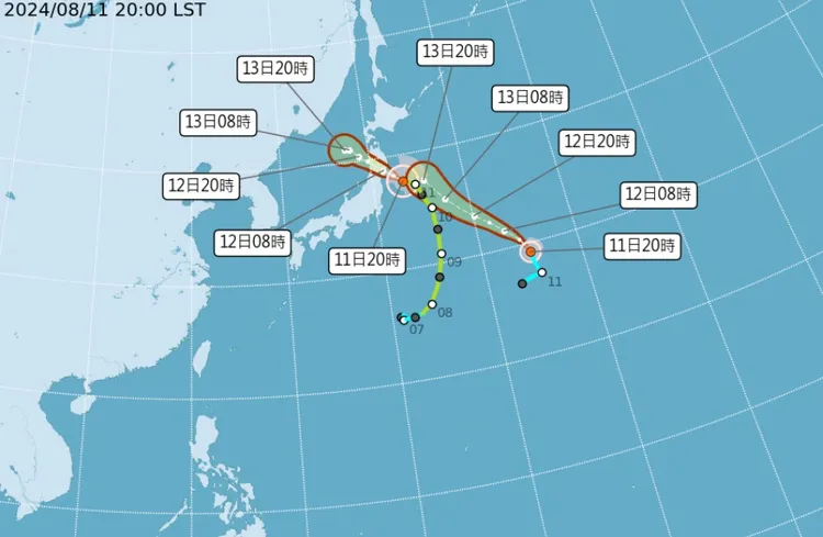 兩個颱風都將直撲日本。中央氣象署