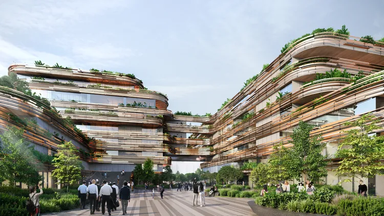 岡山新行政中心外觀。高市都發局提供