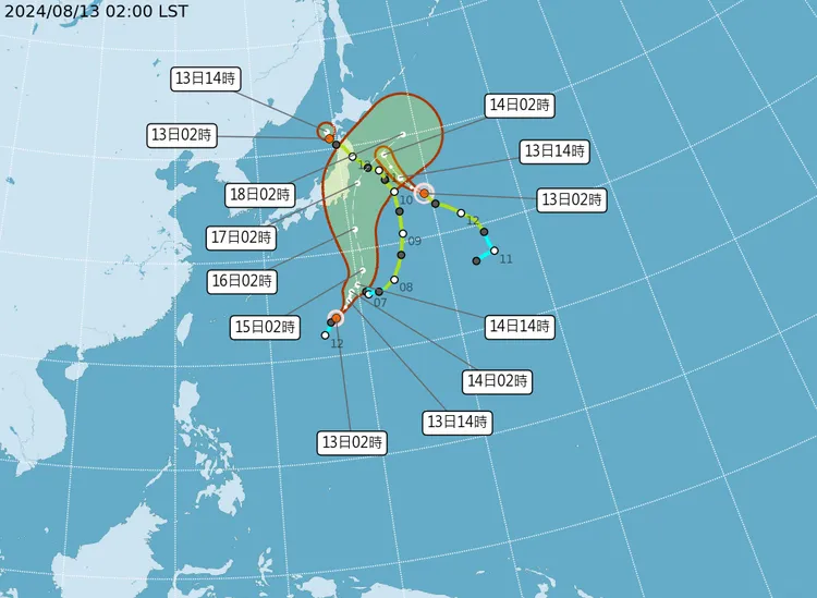 今年第7號颱風「安比」預估路徑。中央氣象署