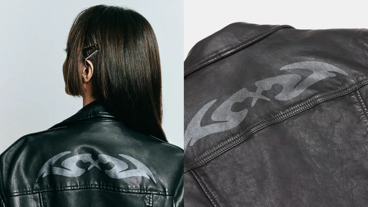 皮衣背面運用絹印技術印刷重現蔡依林的招牌紋身。品牌提供