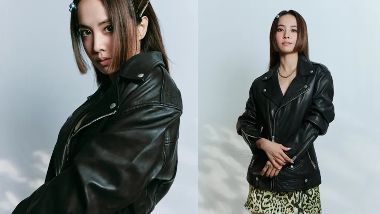 蔡依林示範與ALLSAINTS聯名的皮衣。品牌提供