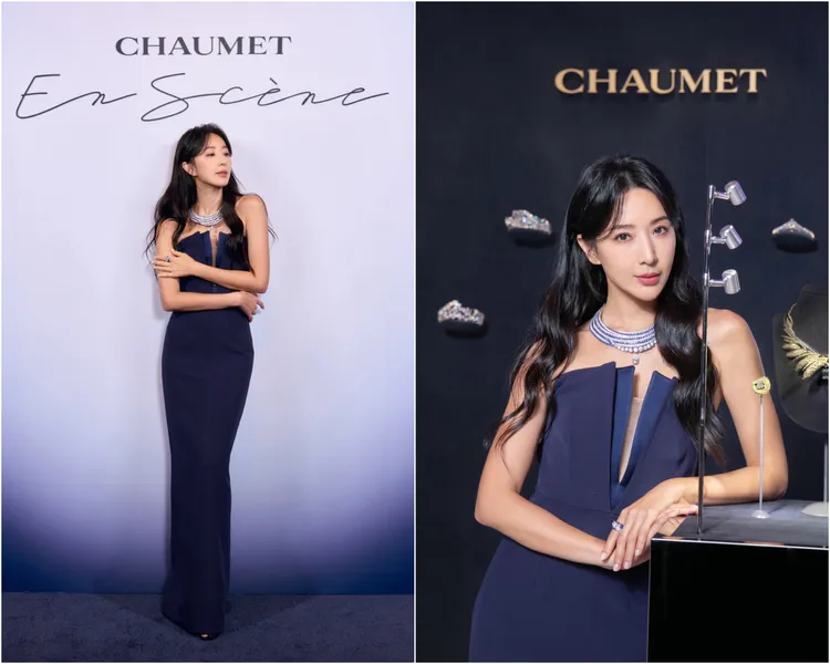 隋棠戴上此次展覽最高價的項鍊貴氣亮相。品牌提供